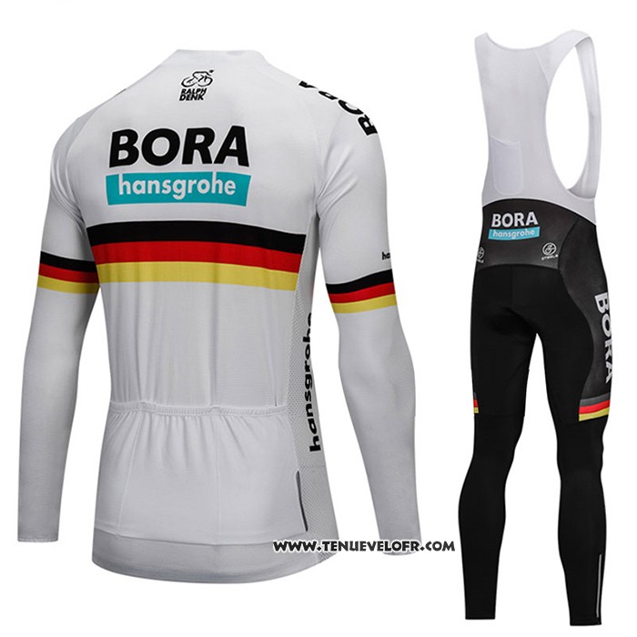 2018 Maillot Ciclismo Bora Champion Belgique Blanc Manches Longues et Cuissard